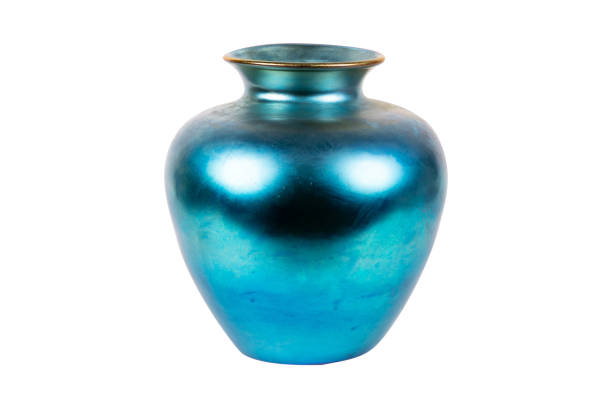 istock one antique  blue vase on white background 2157635478