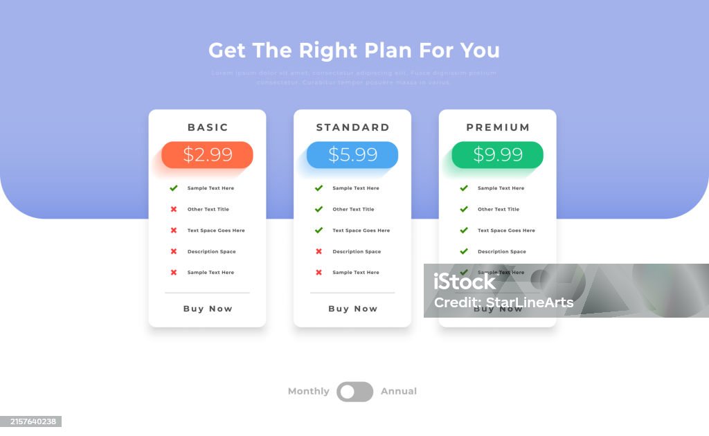 Subsciption Plan Visual Pricing Or Subscription Plan Chart Template For Business Presentation ...