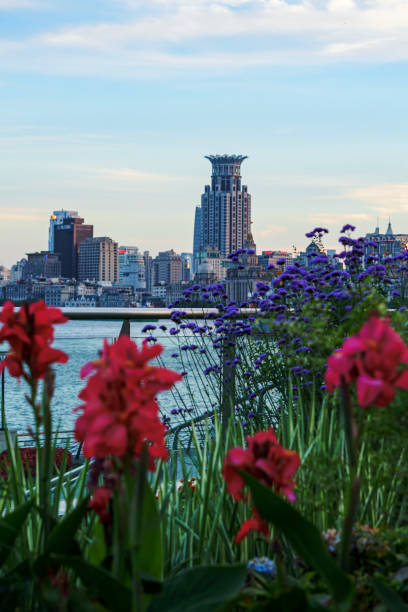 The Huangpu River and the Bund at dusk