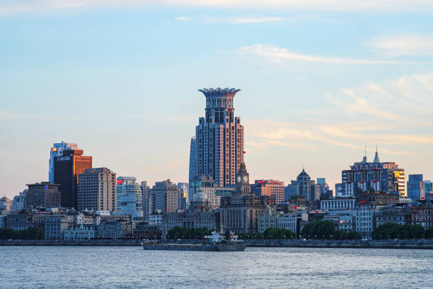 The Huangpu River and the Bund at dusk