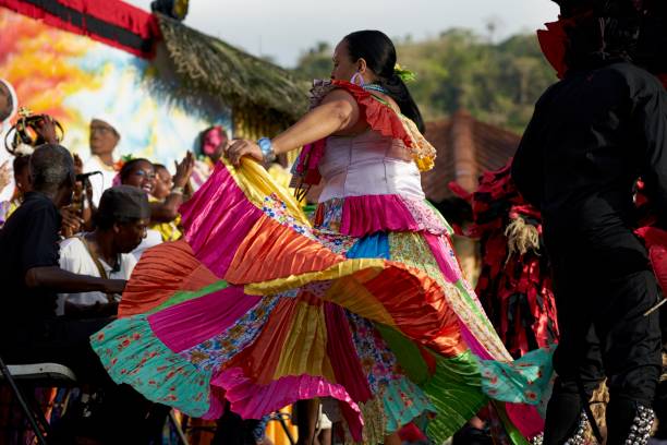 August 31st, 2019. Varadero, Cuba. Happy Cuban dancers. Varadero, which encompasses Cuba's narrow Hicacos peninsula, is a popular spa town. Along the 20km coastline on the Atlantic, there is a string of all-inclusive hotels and spa resorts and a golf course.