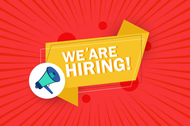 We are hiring sign on orange background