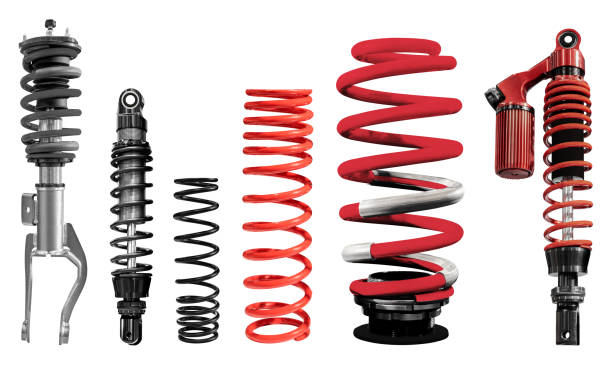 Collection set shock absorber spring isolated on white background with clipping path
