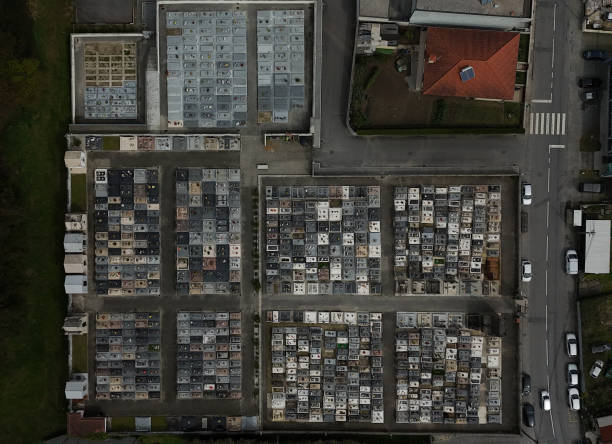istock Aerial view of cemetery. 2157649058