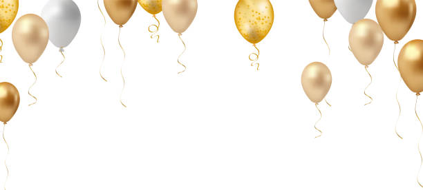 istock Balloons header background. Party card with colourful balloons. Balloon background 2157652334