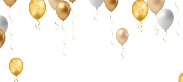 istock Balloons header background. Party card with colourful balloons. Balloon background 2157652367