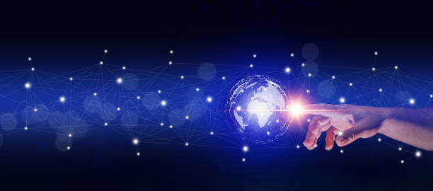 istock Hand pointing virtual global internet world connection of metaverse technology digital network, Futuristic smart digital communication wireless technology, Internet of things, Global innovation. 2157653575