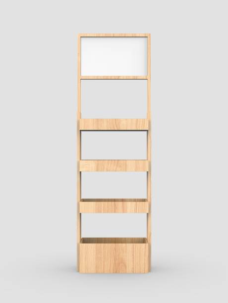 istock Wooden product rack in the store. 2157656111