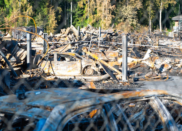 istock Burnt cars after a fire 2157659173