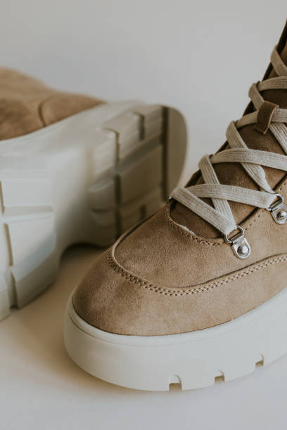 istock Beige suede sneakers unisex shoes 2157659295