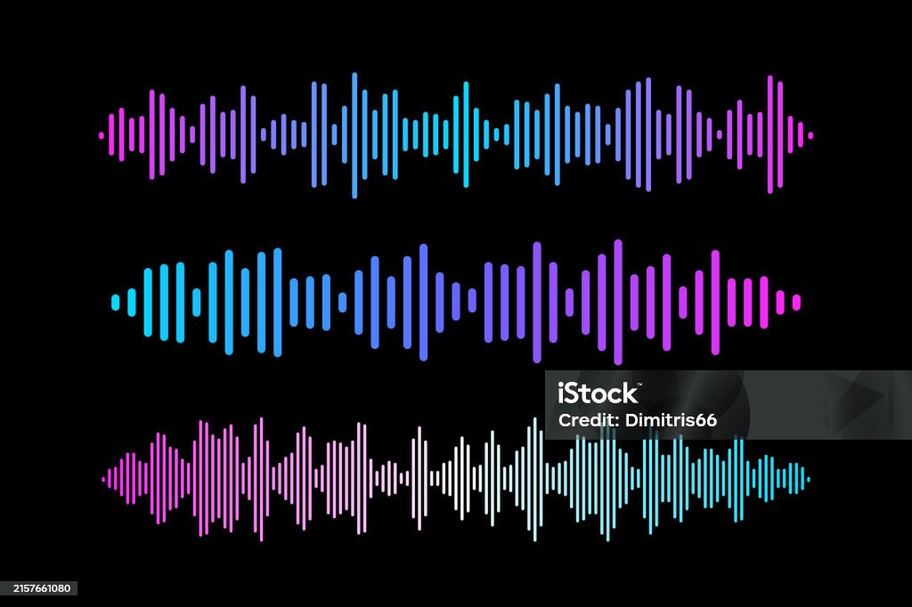 Sound Wave Googgle Sound Wave Set Stock Illustration - Download Image Now - Abstract ...