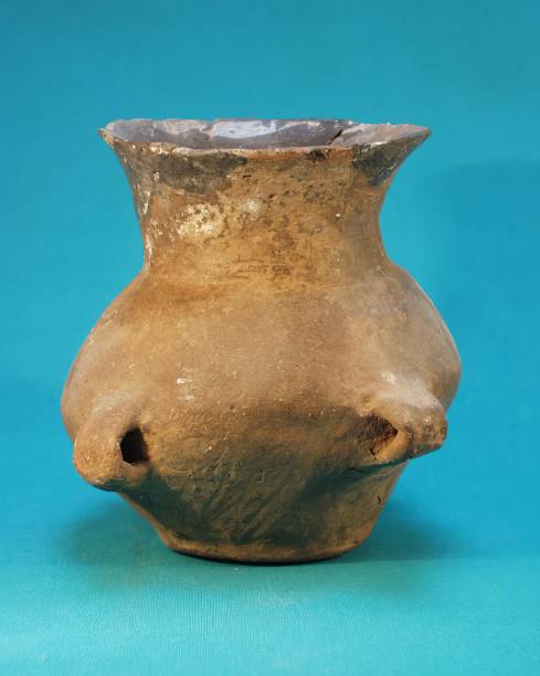 istock Old artefact vase from archaelogical site 2157664725