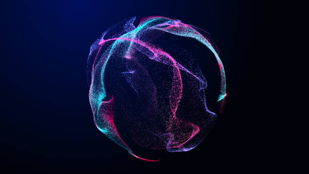 istock Collection of bright dots on a dark background. Abstract sound wave of particles. Data network. 3D rendering. 2157664841