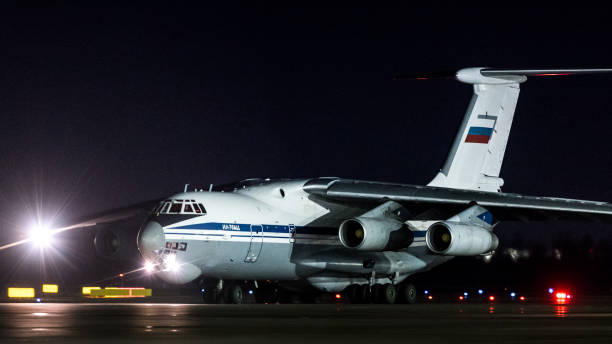 Pulkovo International Airport, Saint-Petersburg, Russia - 06.01.2024: Russian Airforce Ilyushin Il-76 taxiing.