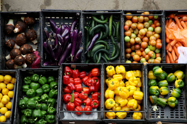 Asian morning market selling local produces