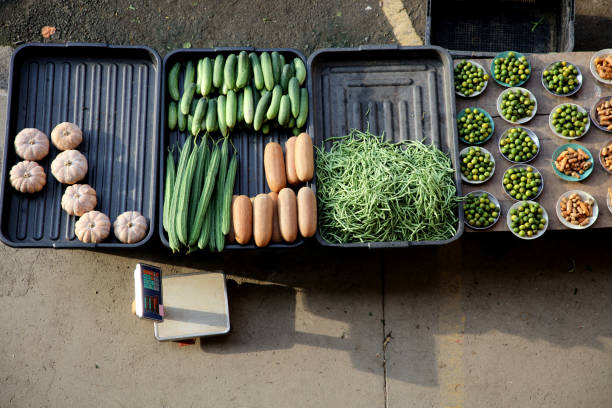 Asian morning market selling local produces