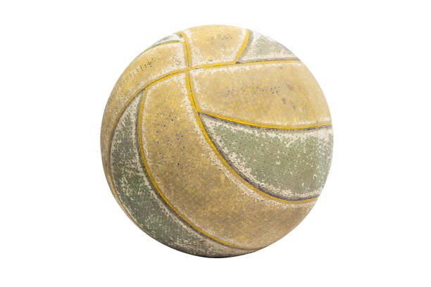 Old soccer balls on white background, clipping  paths