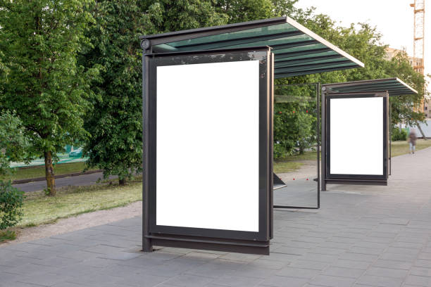Two Blank Mockups Of Bus Stop Advertising Poster Billboards