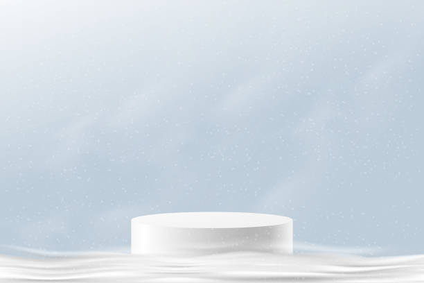 istock Christmas background with Winter landscape with white podium stand display and snowy on blue sky background,Vector banner for Xmas card,Holiday banner on New Year 2025,Web banner for promotion,Sale 2157687372