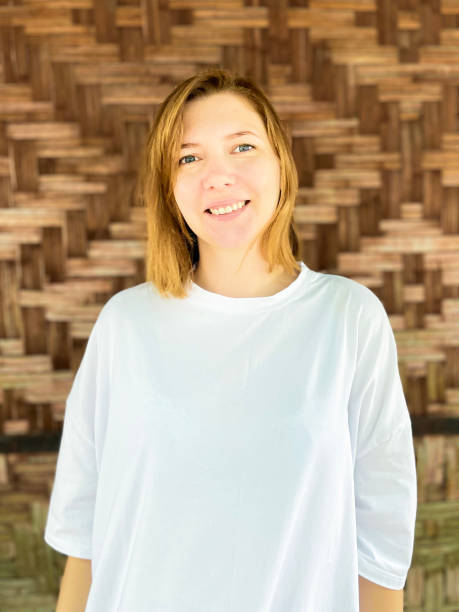 istock Casual Portrait with Woven Bamboo Background 2157690335