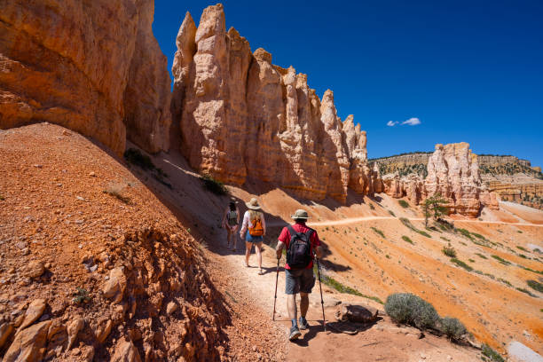 istock Family hiking in red mountains in Utah. 2157691021
