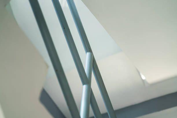 istock Stairway iron handrail banister. 2157700189