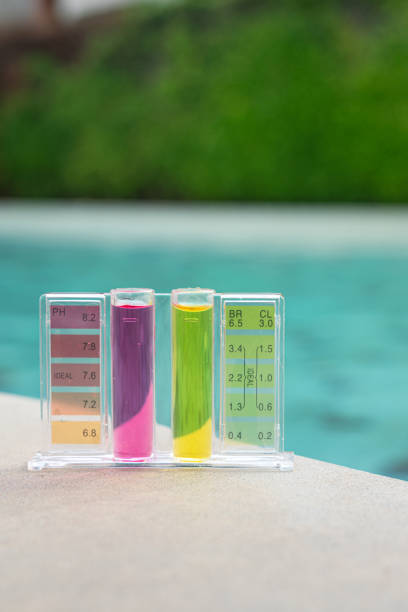 istock Swimming pool pH and chlorine water test kit. 2157700307