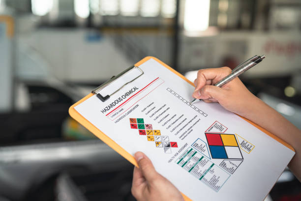 istock Checking on chemical hazardous material checklist. 2157700374