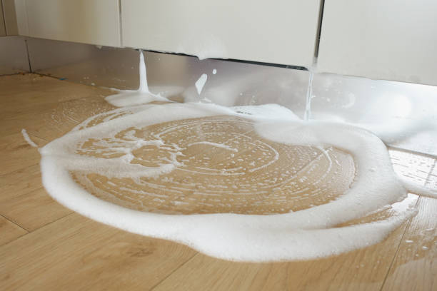 istock Spilled Water from a Dish Washer On Kitchen Floor 2157703639