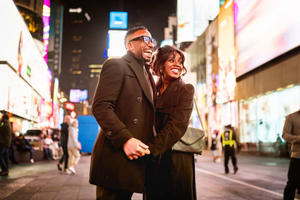 istock Night Out in Times Square: Elegantly Dressed Couple Going to the Theatre 2157708092