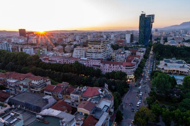 istock Tirana Cityscape at Sunset 2157709983