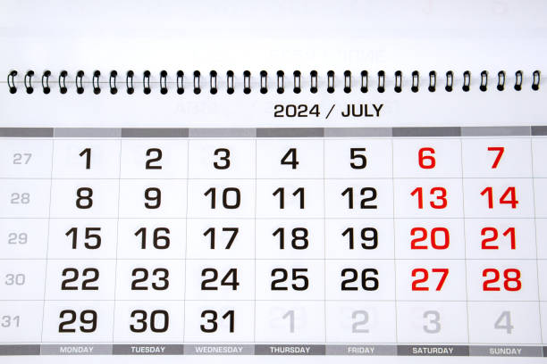 JUL text on desk calendar with clipping path isolated on white background. JULY and Calendar concept.