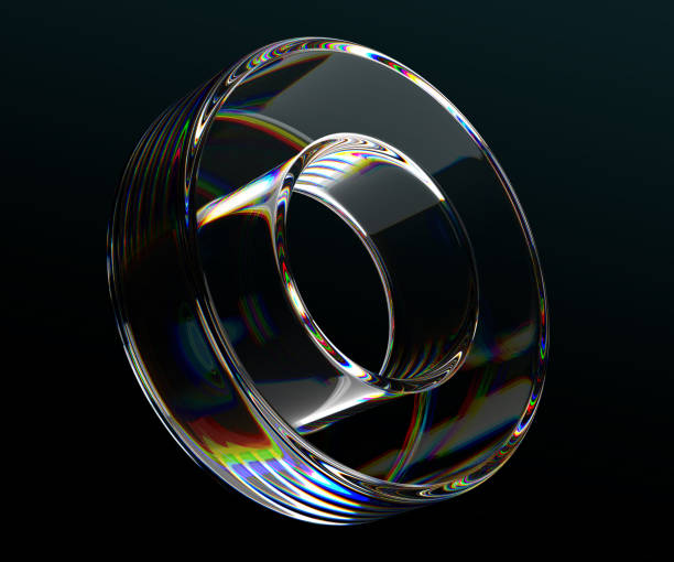 istock 3d glass crystal transparent circle geometric figure on black background. Abstract render glossy ring with dispersion light and holographic color gradient isolated design element icon 2157716760
