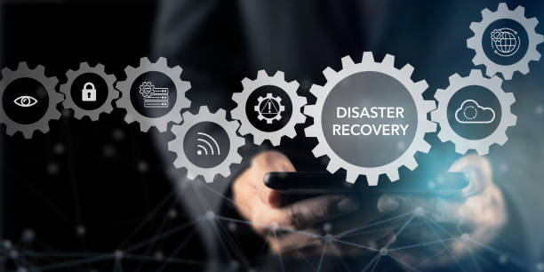 istock Disaster recovery concept. Restoring critical systems and data, backup and restoration procedures, proactive planning to mitigate risks and protect against potential disasters. IT system protection. 2157717527