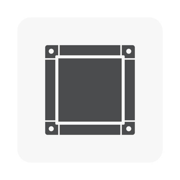 Square straight duct vector icon, black silhouette. Square straight duct vector icon. Galvanized steel sheet with flange for ductwork by install on ceiling to distributing supplying hot cold air in hvac or air conditioning, ventilation system. pvc flange stock illustrations