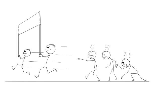 istock Difficult to get to the finish line, Vector Cartoon Stick Figure Illustration 2157723611