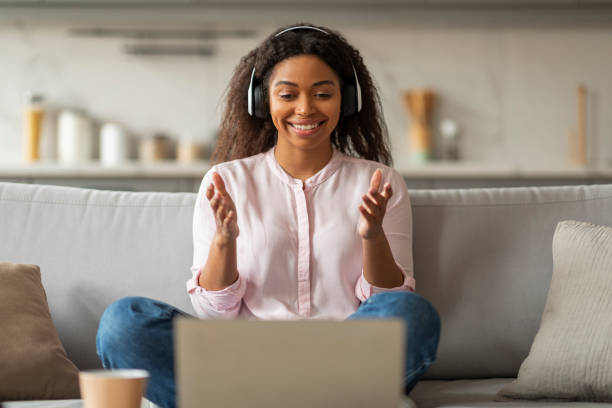 istock Attractive African American woman working from home 2157730116