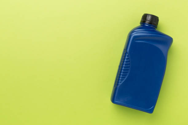 istock Machine oil on color background, top view 2157730765