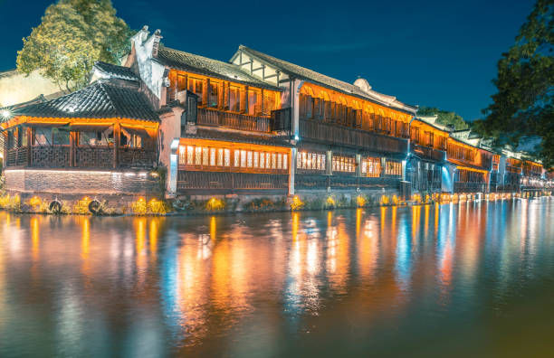 istock A Beautiful Historical Chinese water town at night 2157735470
