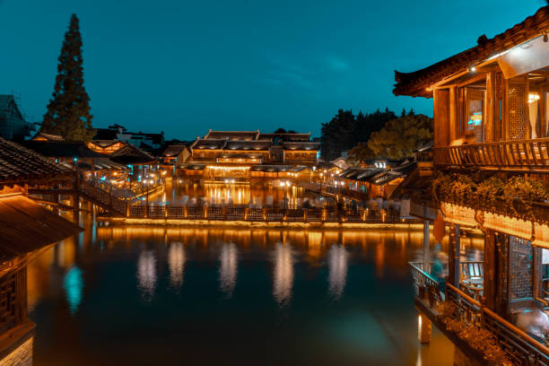 istock A Beautiful Historical Chinese water town at night 2157735472