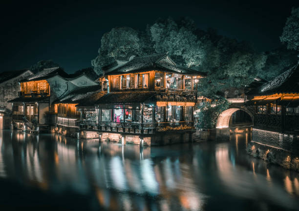 istock A Beautiful Historical Chinese water town at night 2157735489