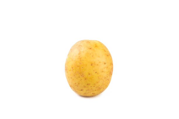 Young potatoes. Raw potatoes isolated on white background.Peel potatoes.Harvesting collection. organic, freshly dug potatoes. Agricultural background. Vegan. Vegetables.Potato slices.