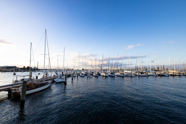 Fishing boats in Gillejele Harbour. Traditional fishing trawlers waiting a good weather for hunting.