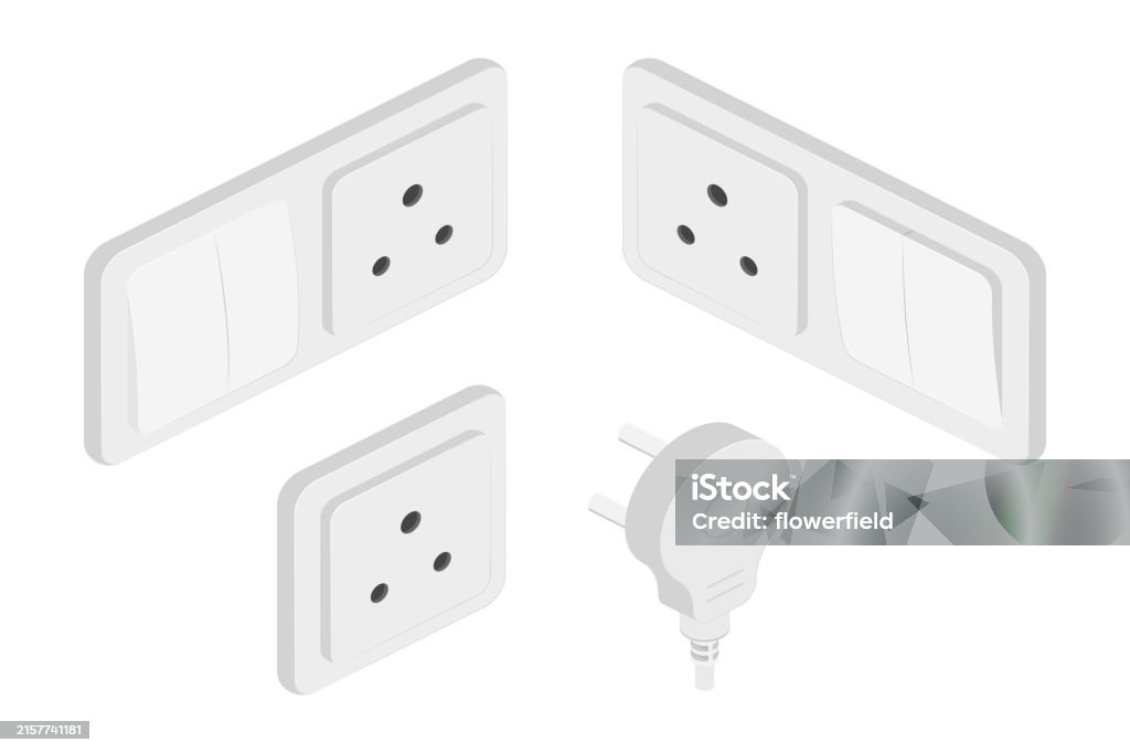 Plug Fitting Isometric Isometric Power Outlet Plug Electric Socket Indian Type D Switcher Set ...