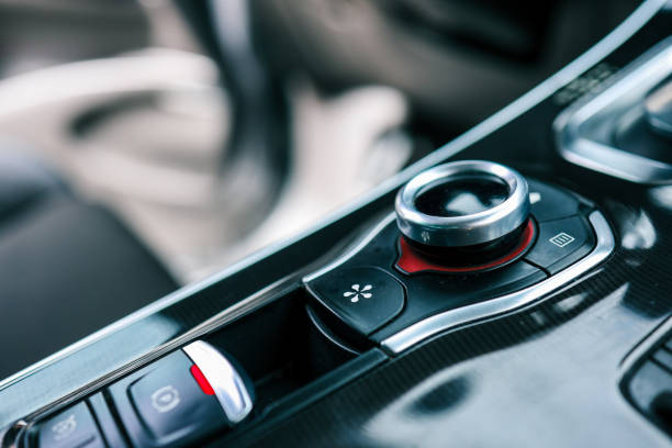 istock Car multimedia system control joystick. Radio, multimedia, and navigation adjustment buttons 2157741439