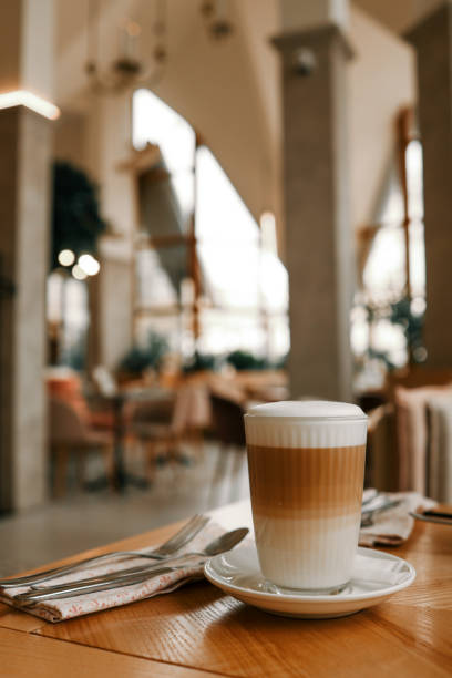 istock Cup of latte in a restaurant, good morning 2157744305
