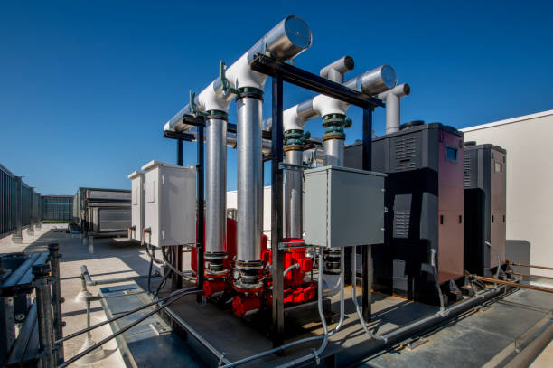 istock Rooftop HVAC Installation with Water Heaters 2157747887