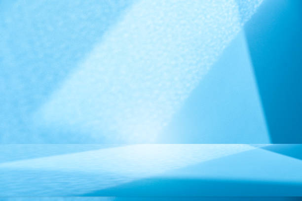 istock Wall interior background, studio, and backdrops show products. with shadow from window color white and blue light. background for text insertion and presentation of product 2157754414