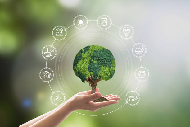 istock Earth day, World environment day, environmental sustainability goal, CSR ecology concept with green nature tree earth on voluteer hands with ESG ecological tech science future network icons 2157758081