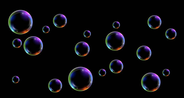 istock Material of black background and seven-colored soap bubbles 2157758886